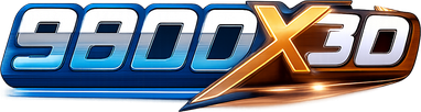 9800x3d brand logo in orange and gold